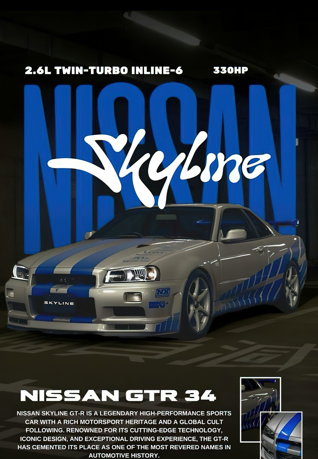 Nissan Skyline GT-R R34 "Brian's Spec" Premium JDM Poster