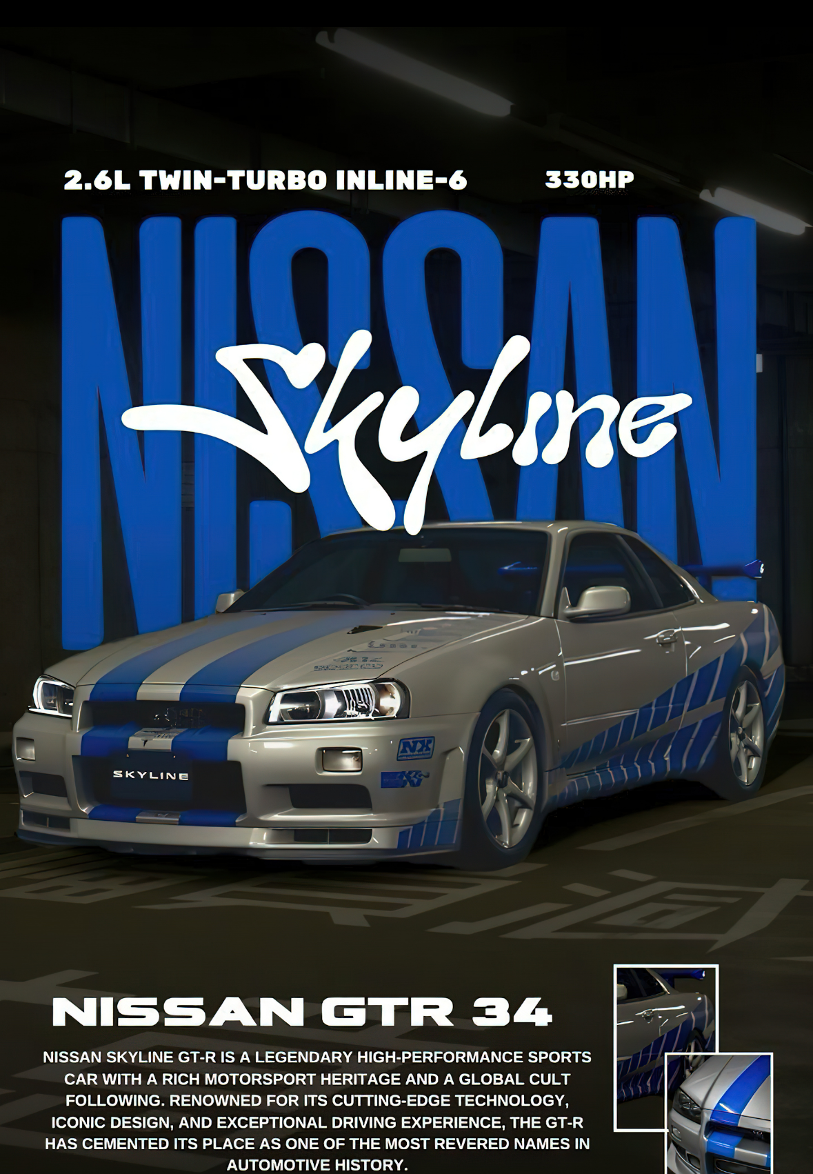 Nissan Skyline GT-R R34 "Brian's Spec" Premium JDM Poster