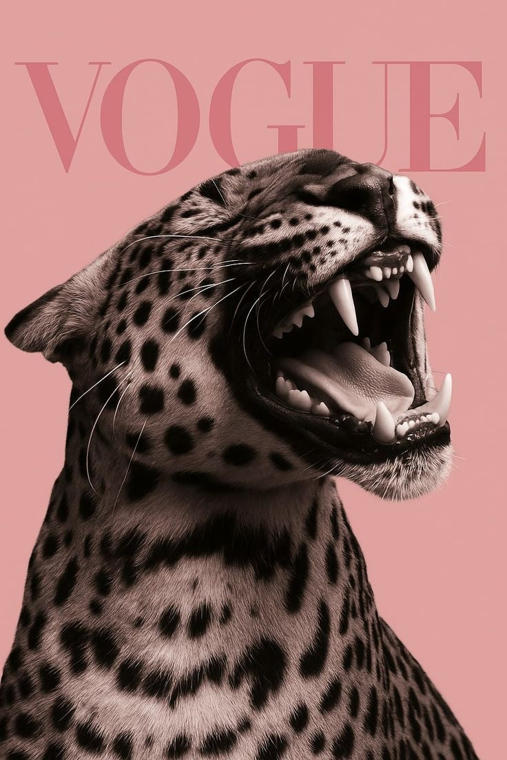 VOGUE "Wild Beauty" Roaring Leopard Pink Editorial Poster