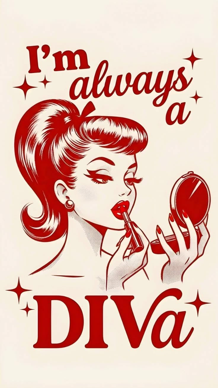 Retro Pin-Up "I'm Always a DIVA" Pop Art Graphic Poster