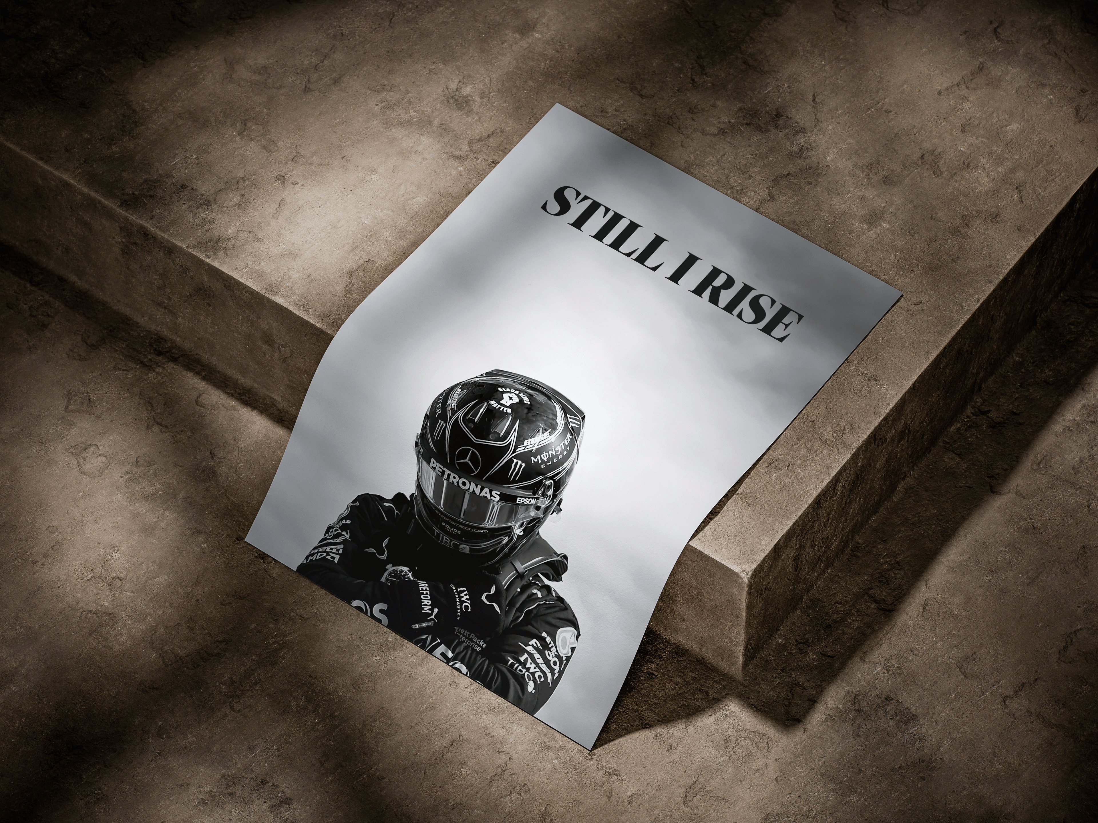 Lewis Hamilton "Still I Rise" Monochrome Premium F1 Poster