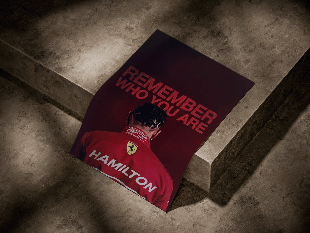 Lewis Hamilton "Remember Who You Are" Ferrari Premium F1 Poster