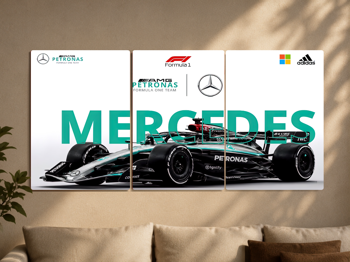 Formula 1 "Mercedes-AMG Petronas Racing" 3-Panel Split Canvas Wall Art