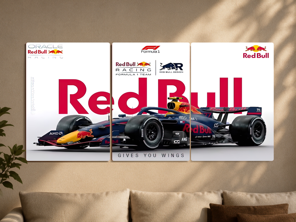 Formula 1 "Oracle Red Bull Racing: Gives You Wings" 3-Panel Split Canvas Wall Art