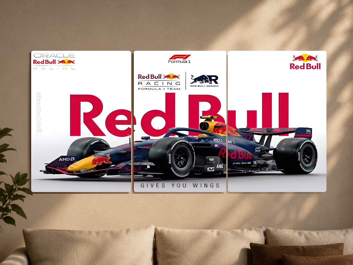 Formula 1 "Oracle Red Bull Racing: Gives You Wings" 3-Panel Split Canvas Wall Art