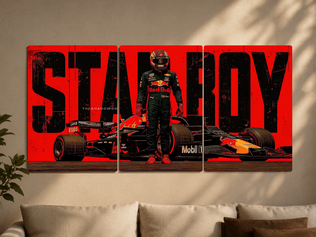Red Bull Racing x Starboy "Red Grunge" Triptych Split-Panel Graphic Poster