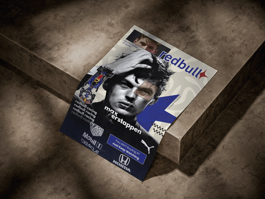 Max Verstappen Red Bull "Just Keep Watching" Retro Editorial F1 Poster