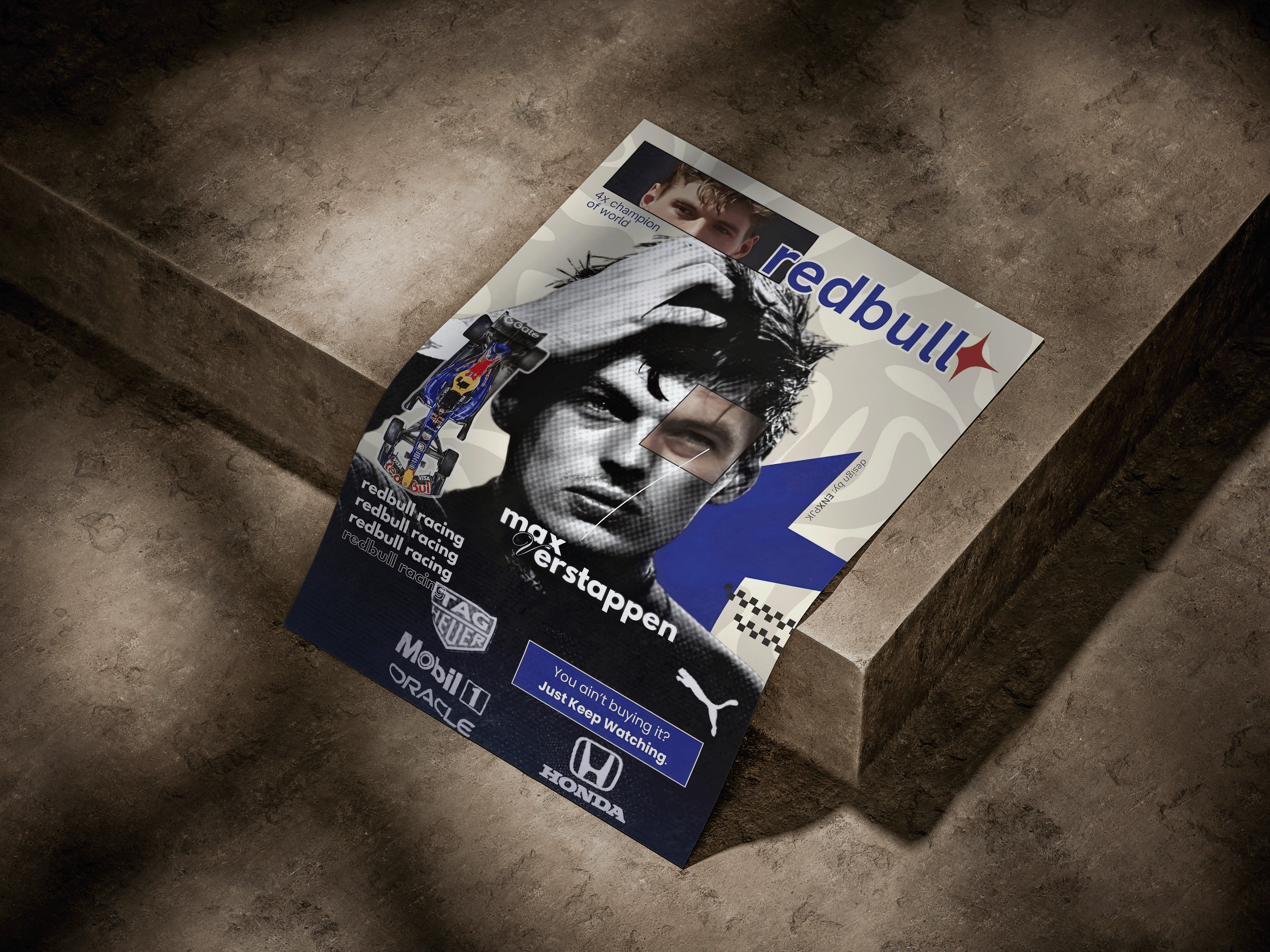 Max Verstappen Red Bull "Just Keep Watching" Retro Editorial F1 Poster