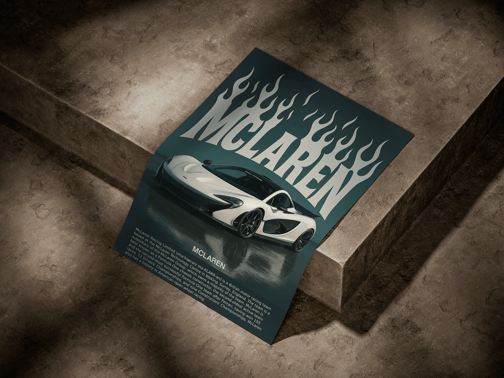 McLaren P1 "Flame Logo" Retro Editorial Hypercar Poster