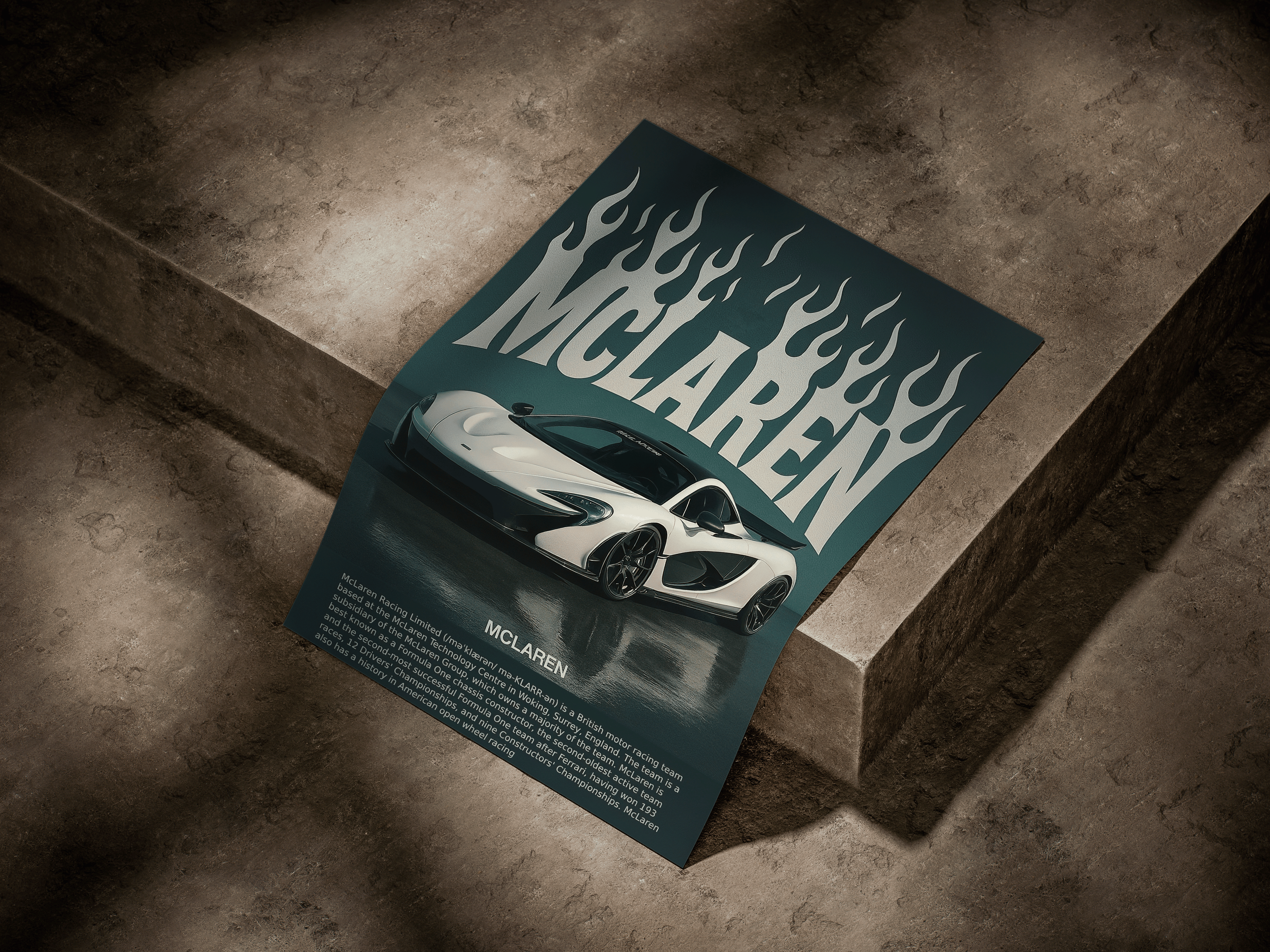 McLaren P1 "Flame Logo" Retro Editorial Hypercar Poster