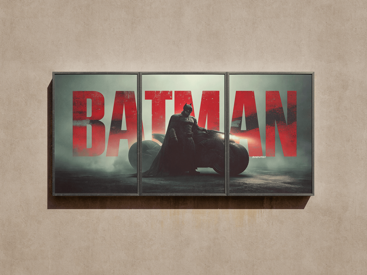 DC "Batman: The Dark Knight's Ride" 3-Panel Split Canvas Wall Art
