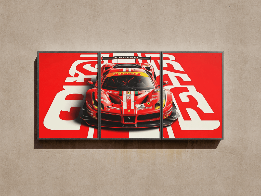 Motorsport "Ferrari GT Racing" 3-Panel Split Canvas Wall Art