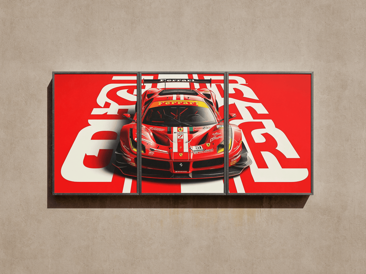 Motorsport "Ferrari GT Racing" 3-Panel Split Canvas Wall Art