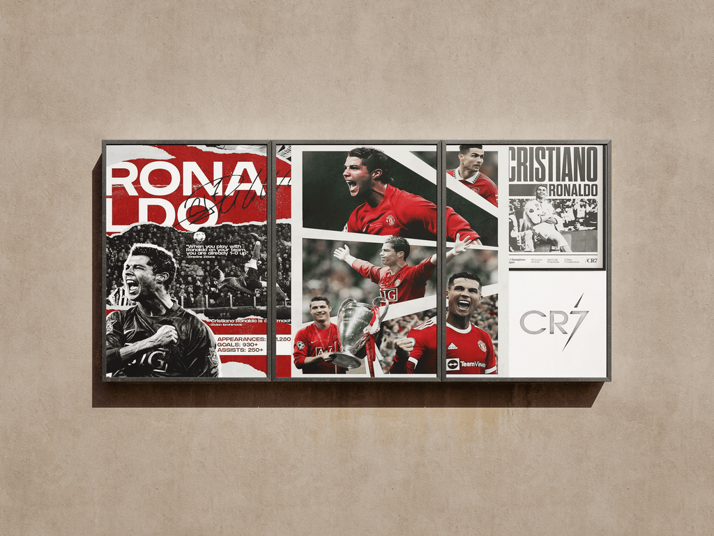 Football "Cristiano Ronaldo: The CR7 Legacy" 3-Panel Split Canvas Wall Art