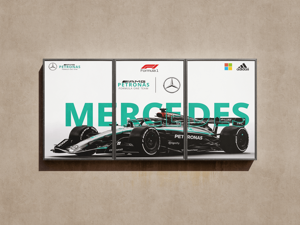 Formula 1 "Mercedes-AMG Petronas Racing" 3-Panel Split Canvas Wall Art