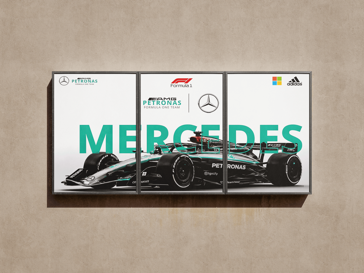 Formula 1 "Mercedes-AMG Petronas Racing" 3-Panel Split Canvas Wall Art