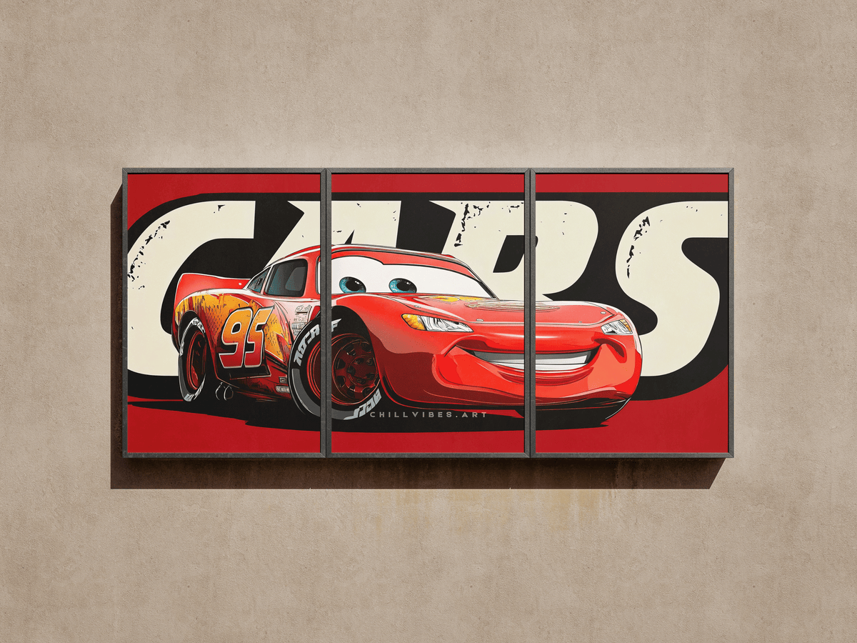 Pixar "Cars: Lightning McQueen" 3-Panel Split Canvas Wall Art