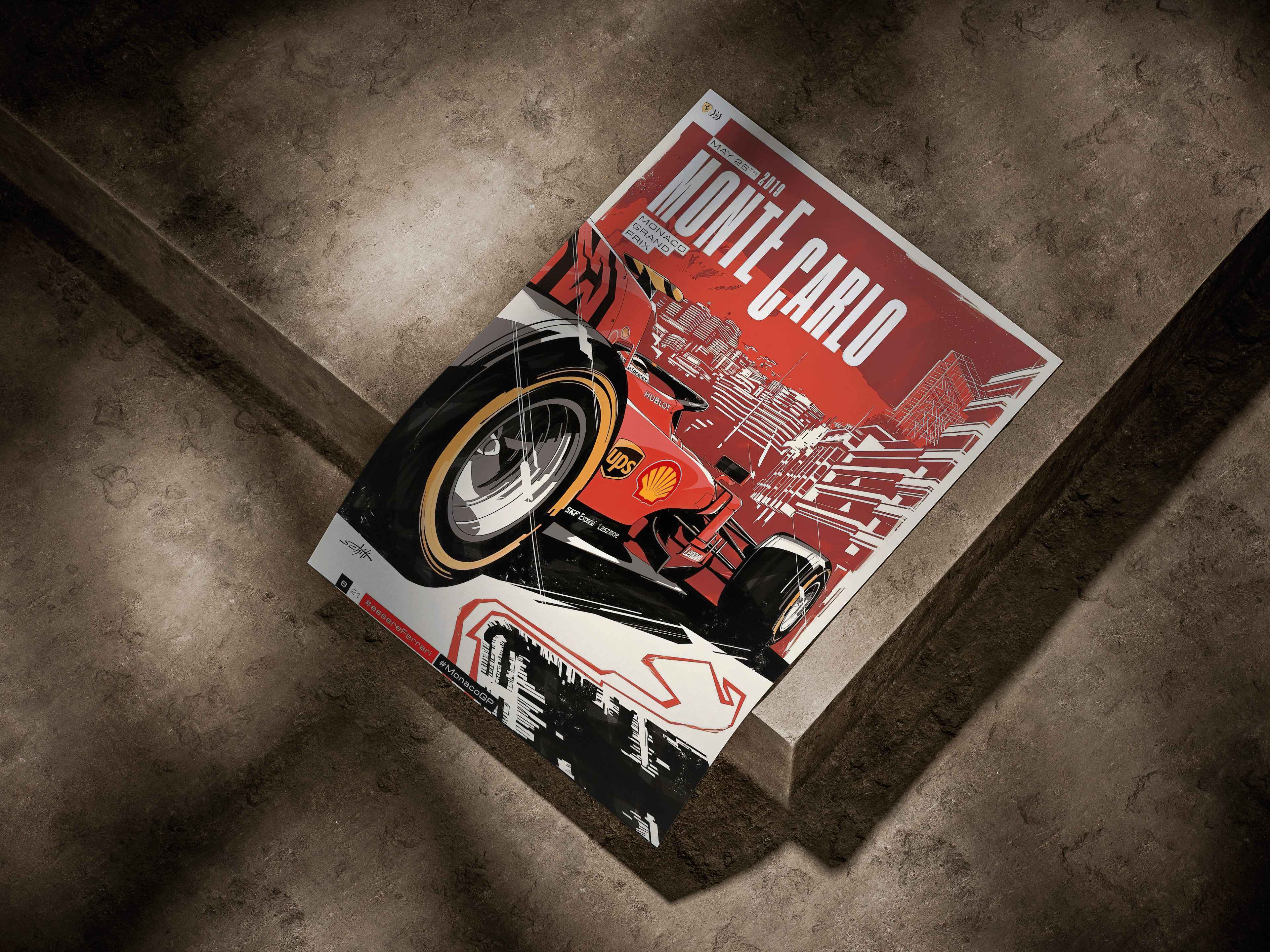 Scuderia Ferrari Monte Carlo Monaco Grand Prix 2019 Illustrative Poster