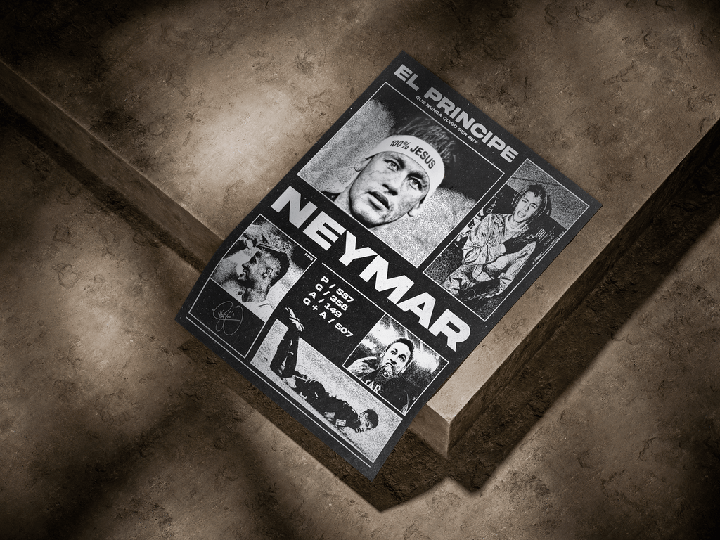 Neymar Jr. "El Príncipe" Monochrome Halftone Graphic Poster