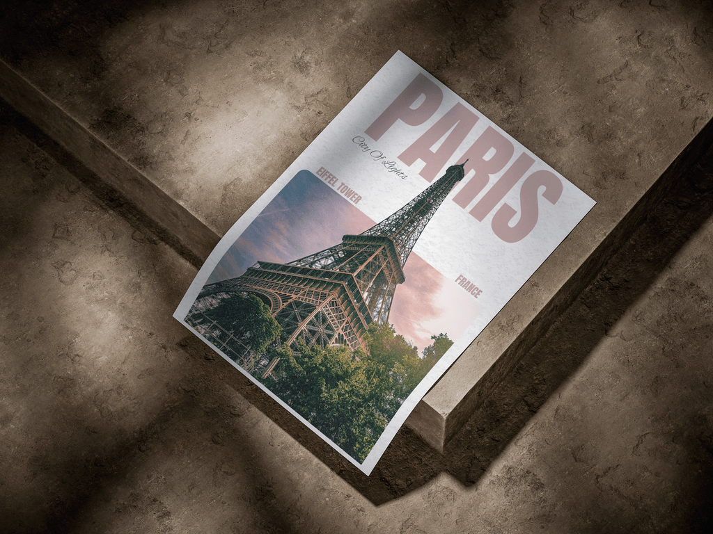 Paris City Of Lights Eiffel Tower Minimalist Editorial Travel Poster
