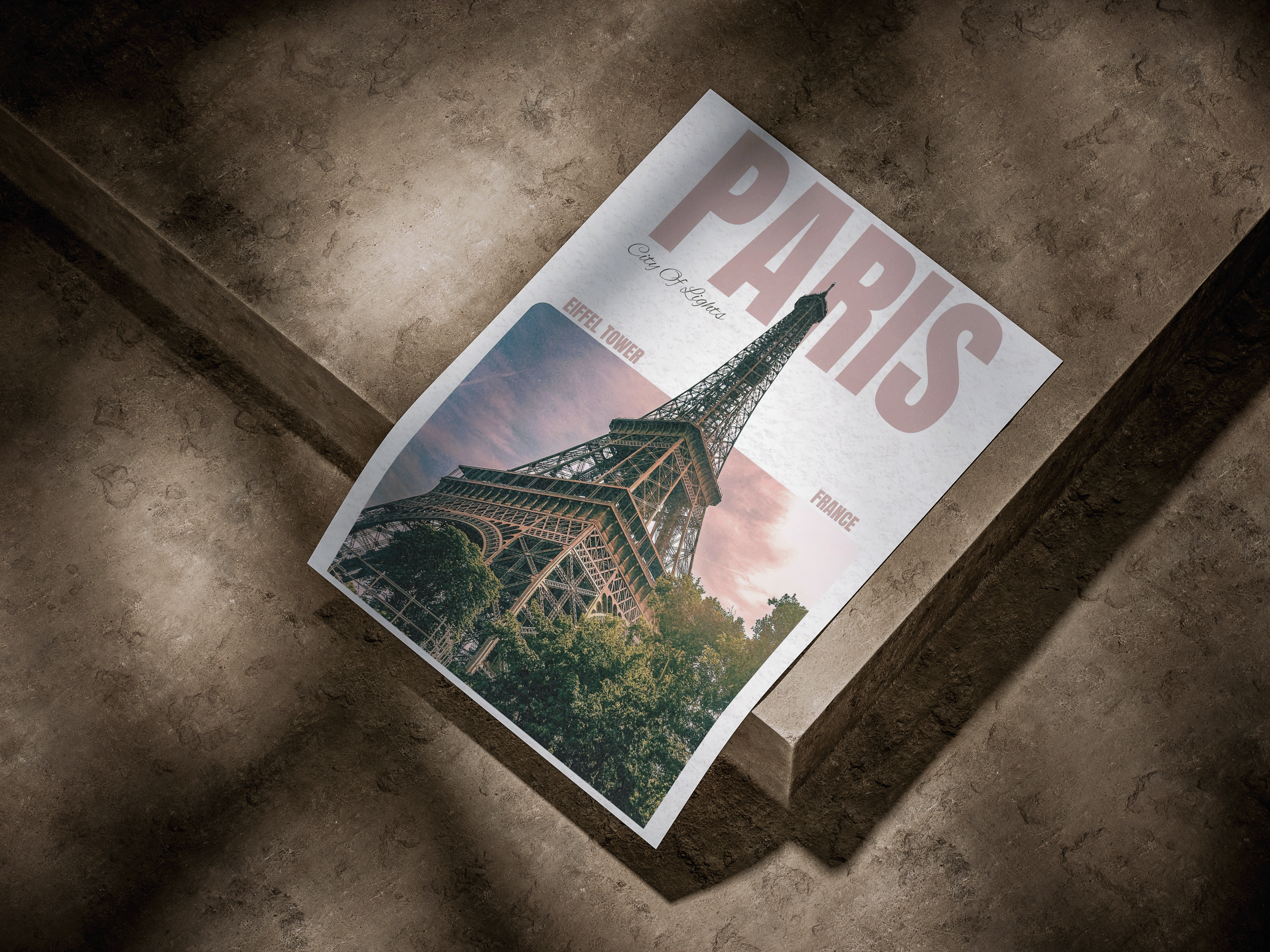 Paris City Of Lights Eiffel Tower Minimalist Editorial Travel Poster