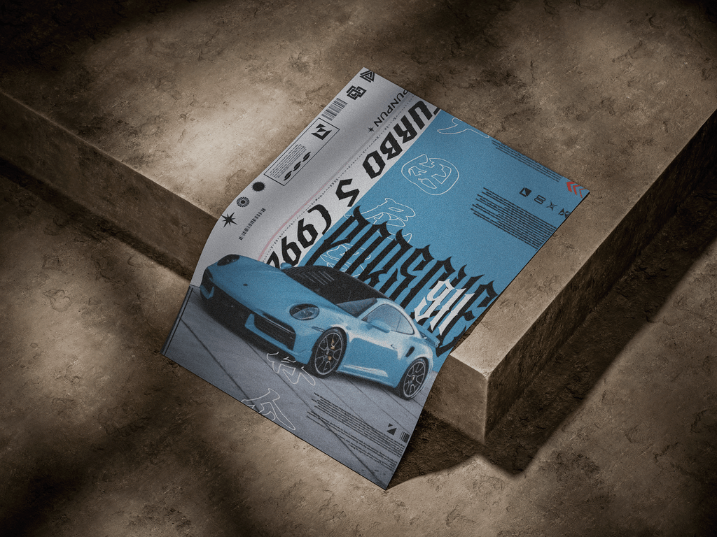 Porsche 911 Turbo S Retro Cyberpunk Editorial Automotive Poster