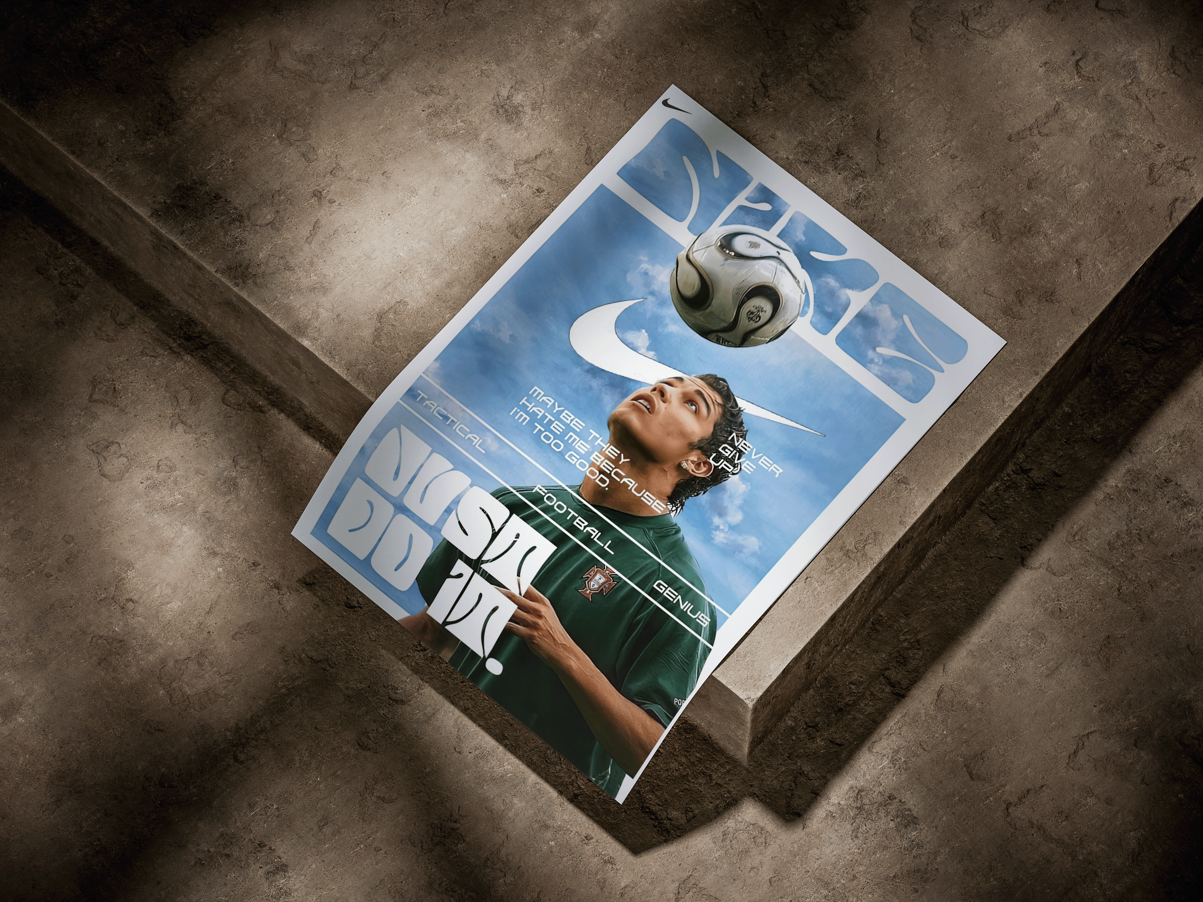 Cristiano Ronaldo Portugal Y2K "Just Do It" Nike Graphic Poster