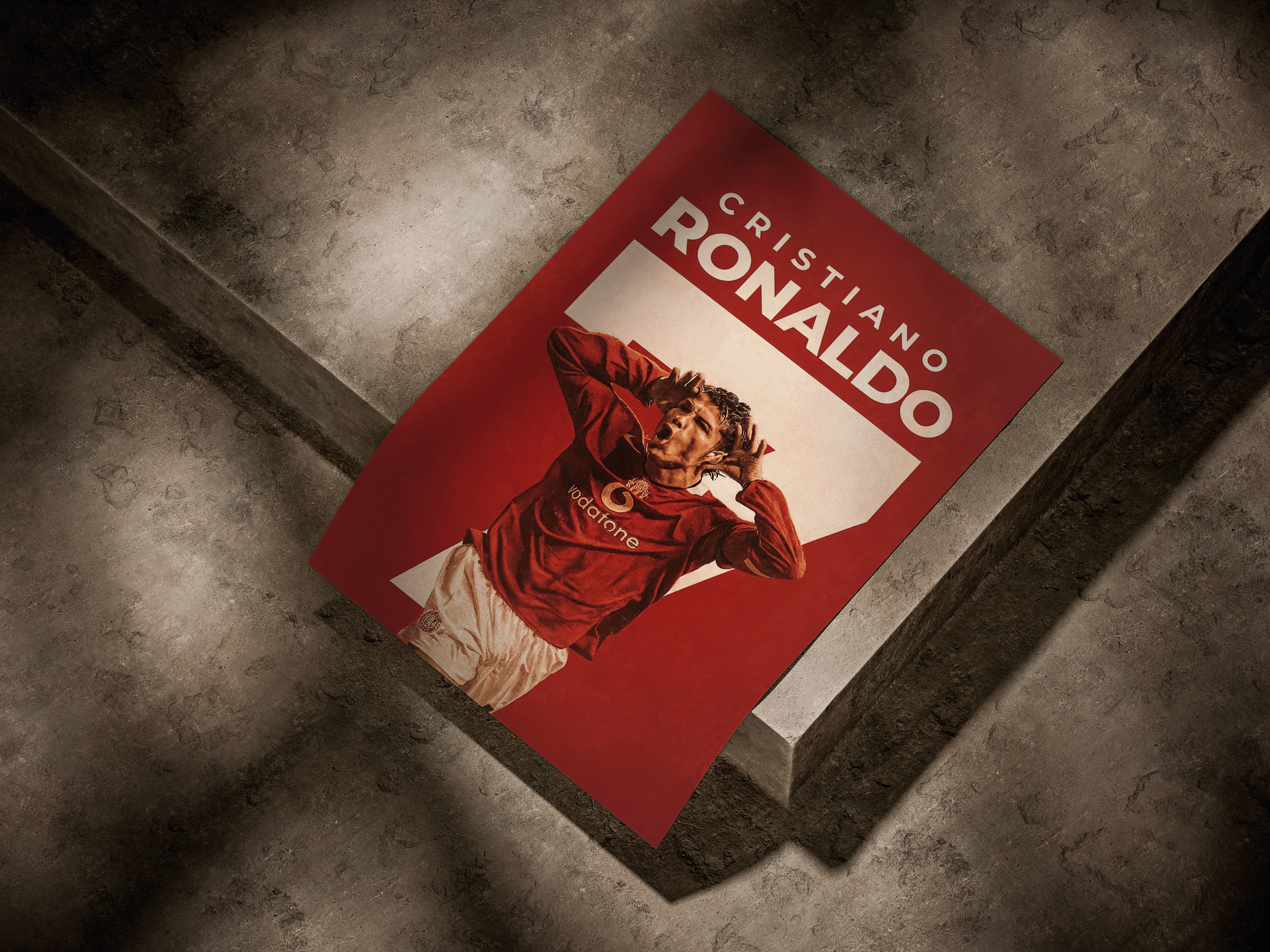 Cristiano Ronaldo Manchester United Vintage Ear-Cup Celebration Graphic Poster