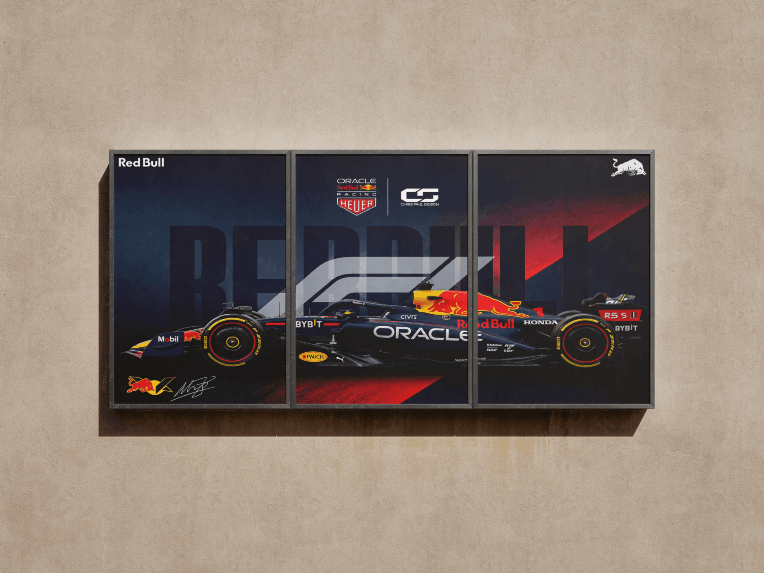 Red Bull Racing F1 Triptych Split-Panel Graphic Poster