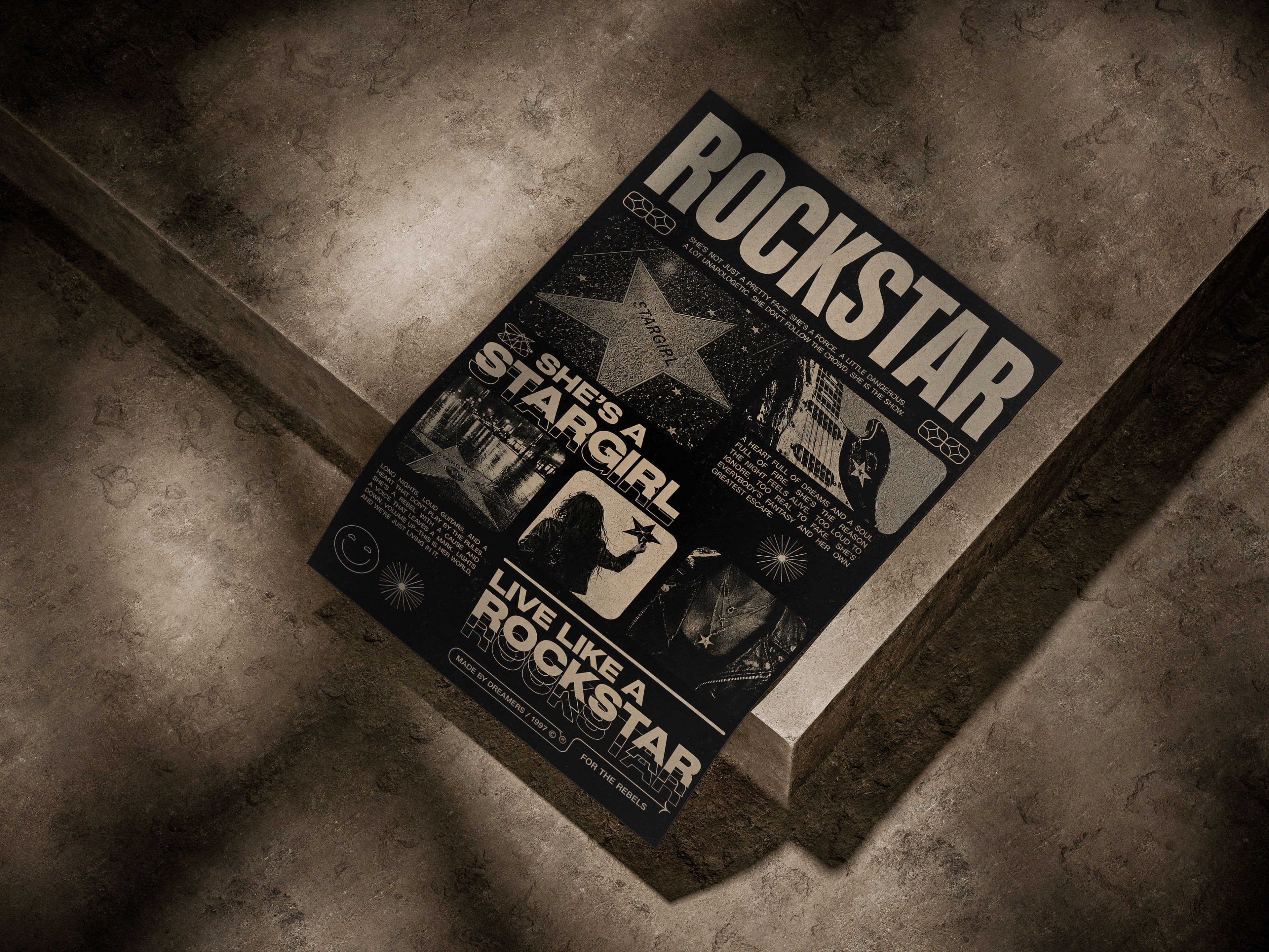 Rockstar Shes A Stargirl Vintage Editorial Graphic Poster