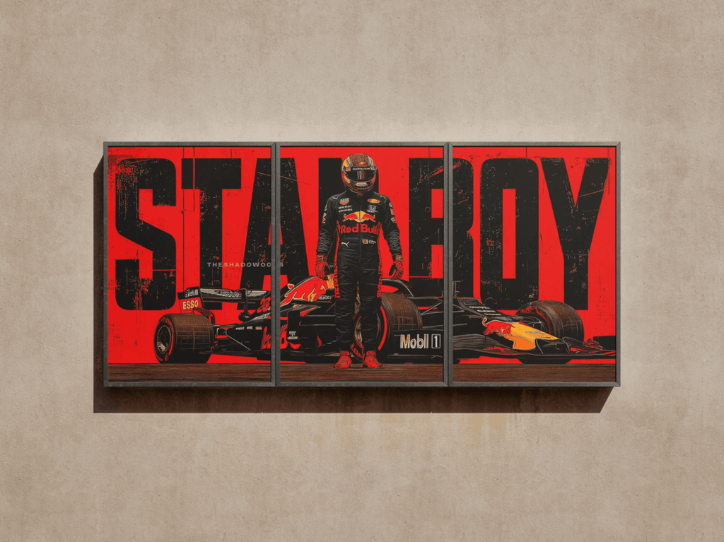 Red Bull Racing x Starboy "Red Grunge" Triptych Split-Panel Graphic Poster