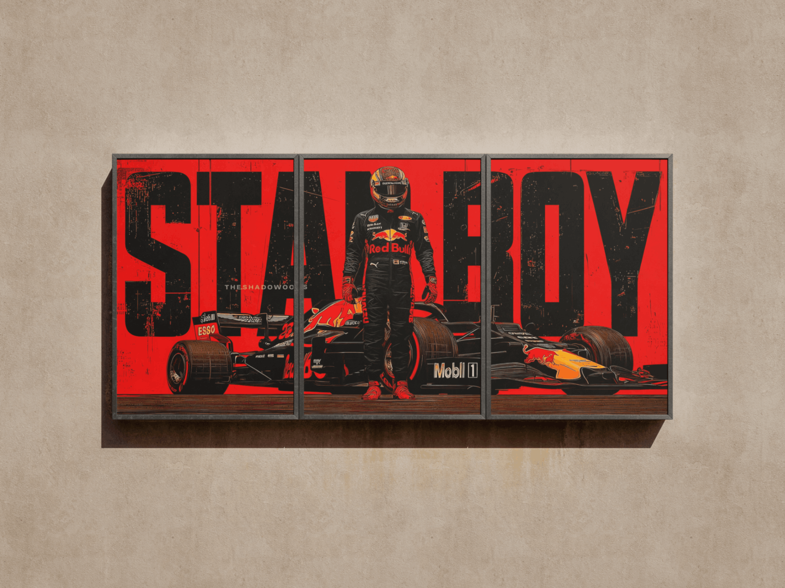 Red Bull Racing x Starboy "Red Grunge" Triptych Split-Panel Graphic Poster