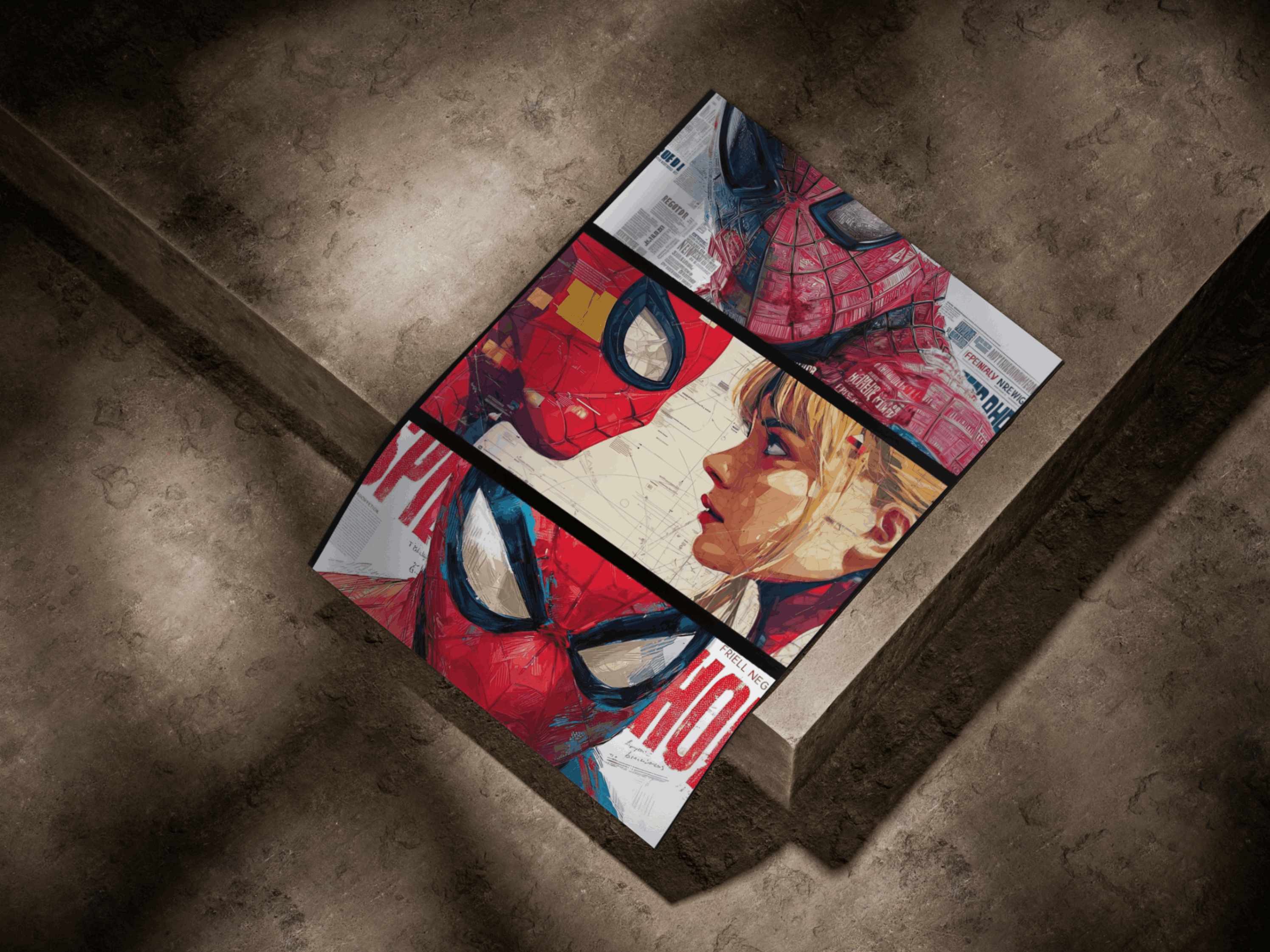 Spider Man and Gwen Stacy Comic Panel Editorial Art Poster