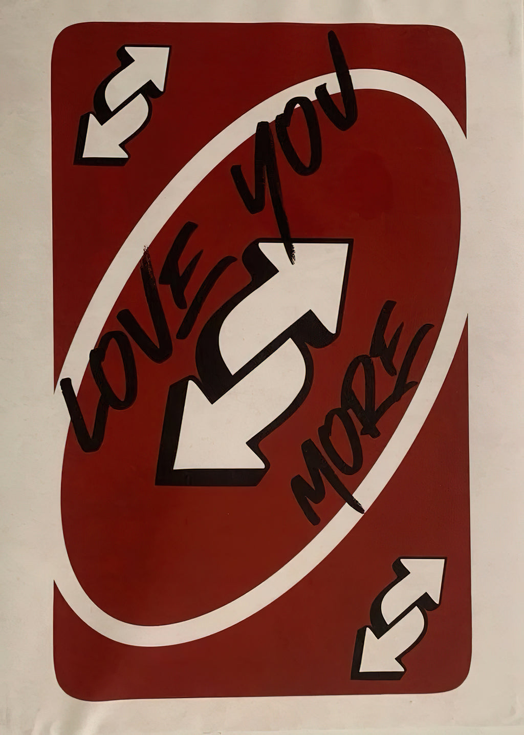 Love You More Red Reverse Card Minimalist Pop Art Poster