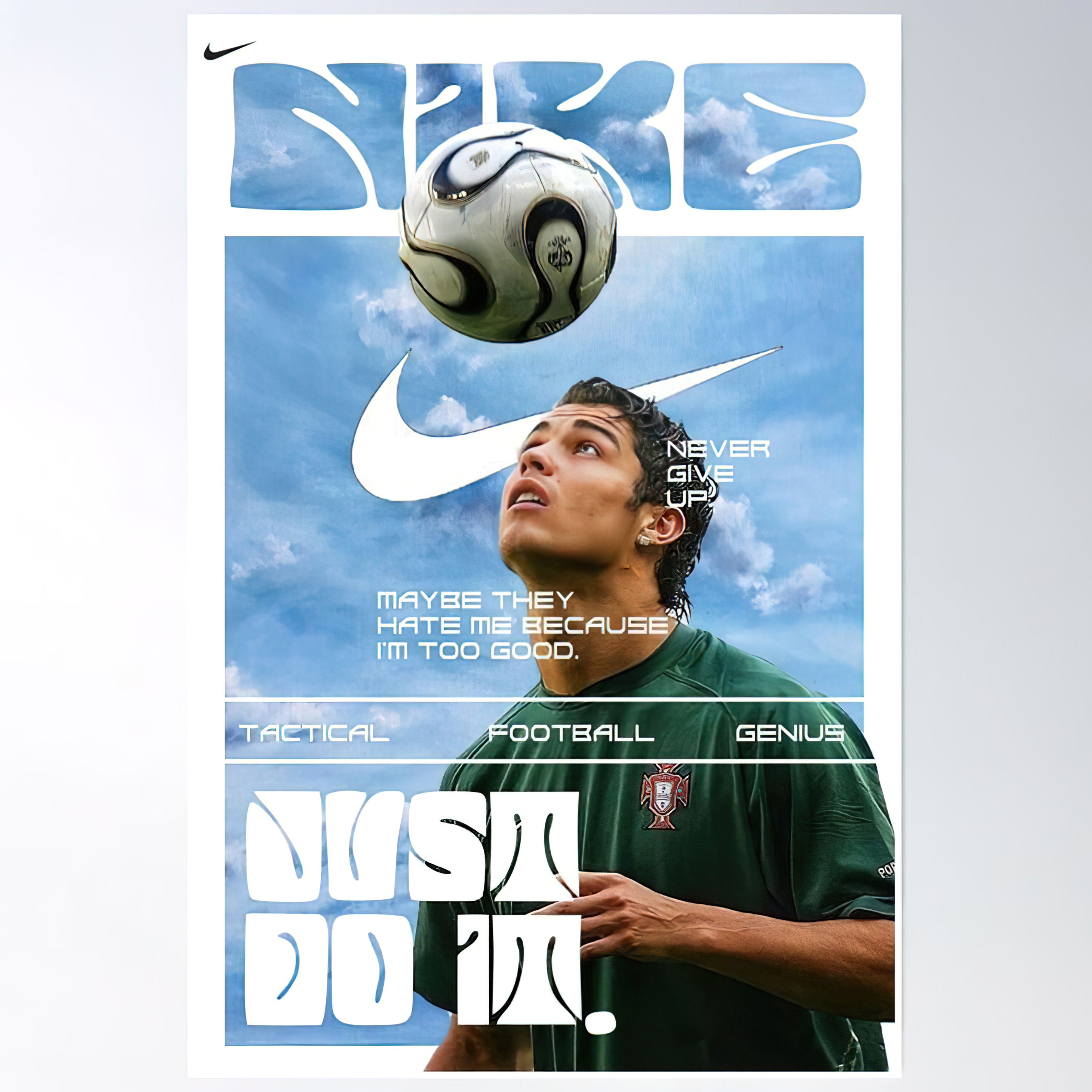 Cristiano Ronaldo Portugal Y2K "Just Do It" Nike Graphic Poster