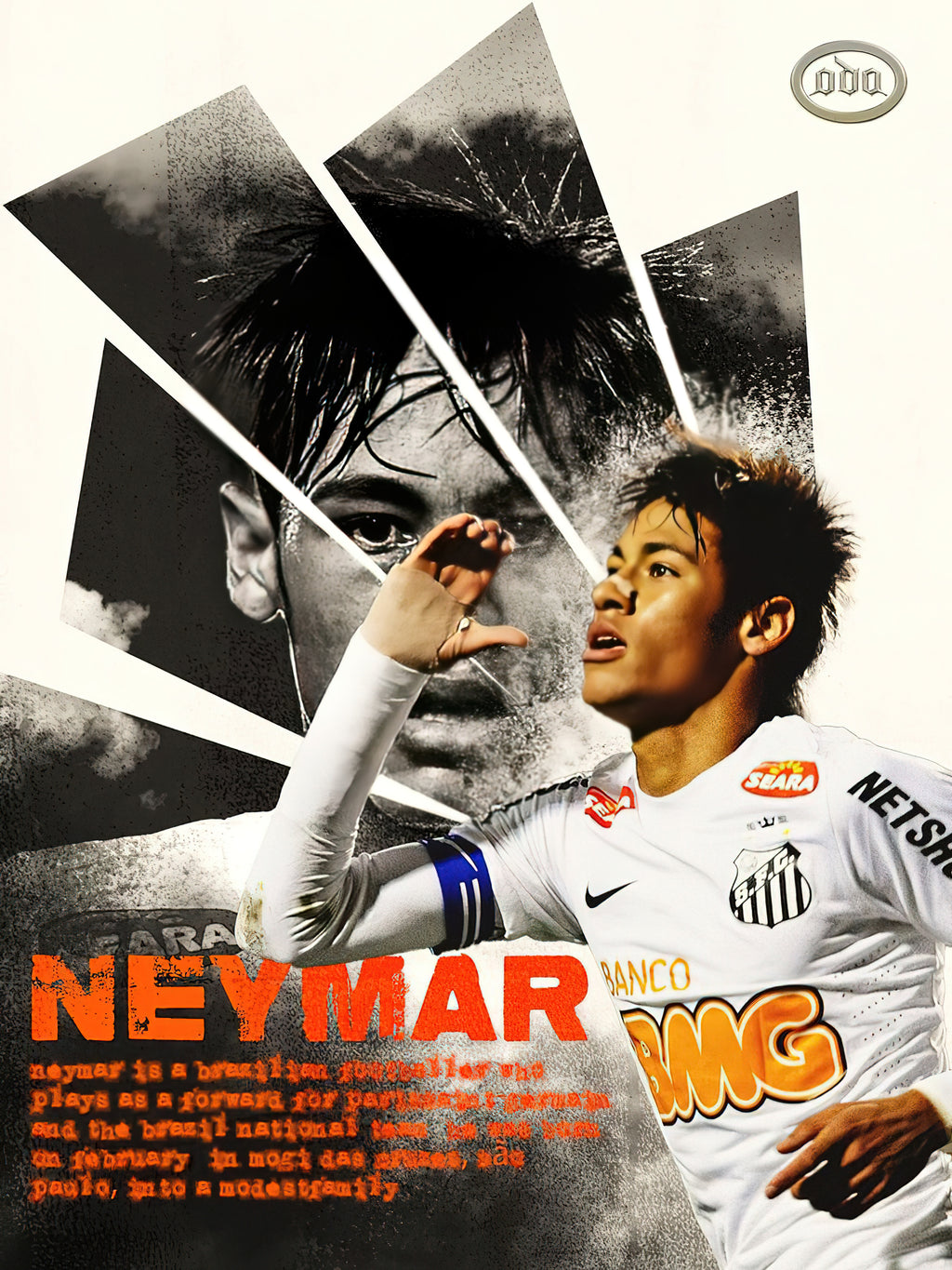 Neymar Jr. Santos FC Heritage Slash Collage Graphic Poster