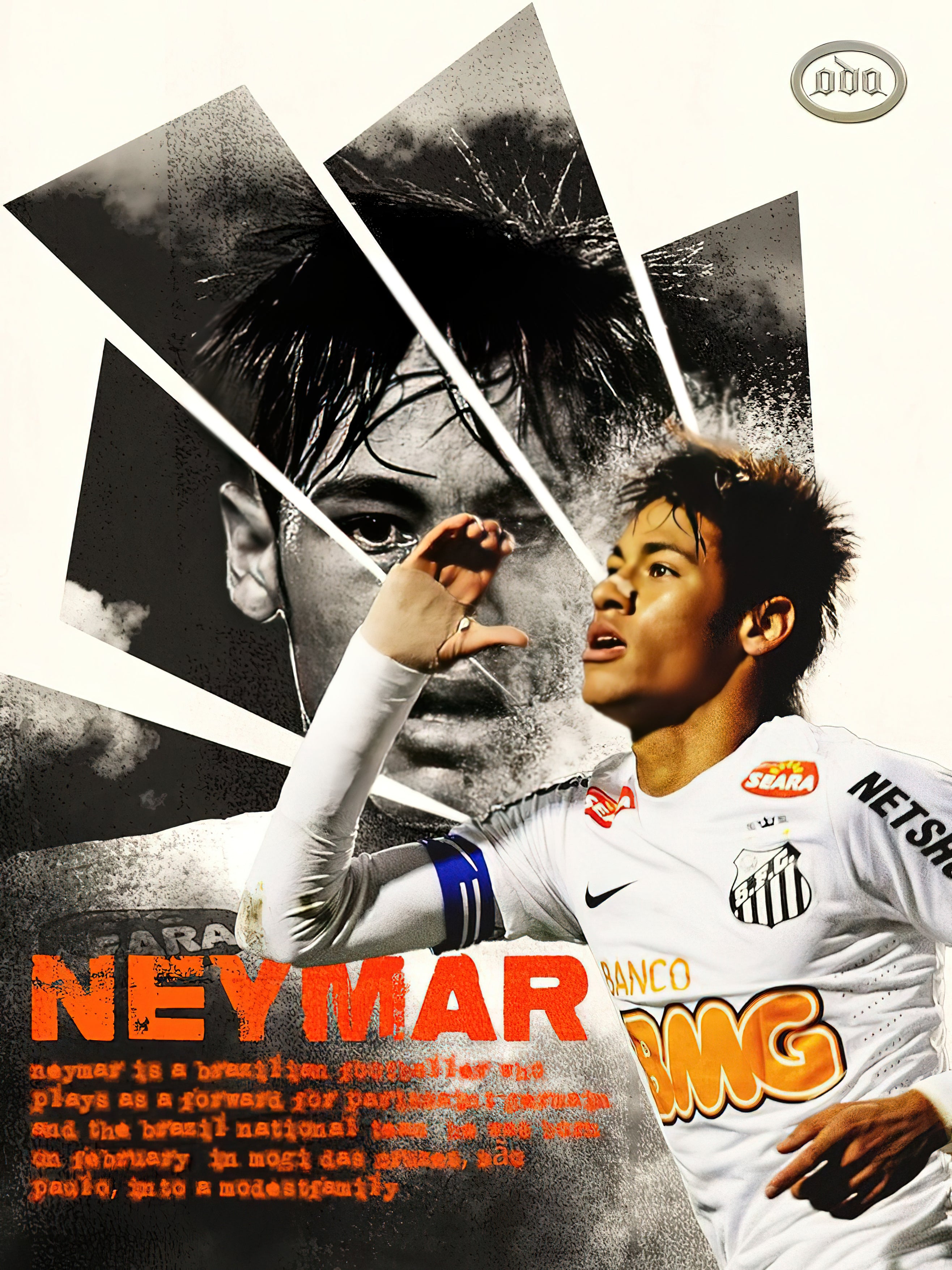 Neymar Jr. Santos FC Heritage Slash Collage Graphic Poster