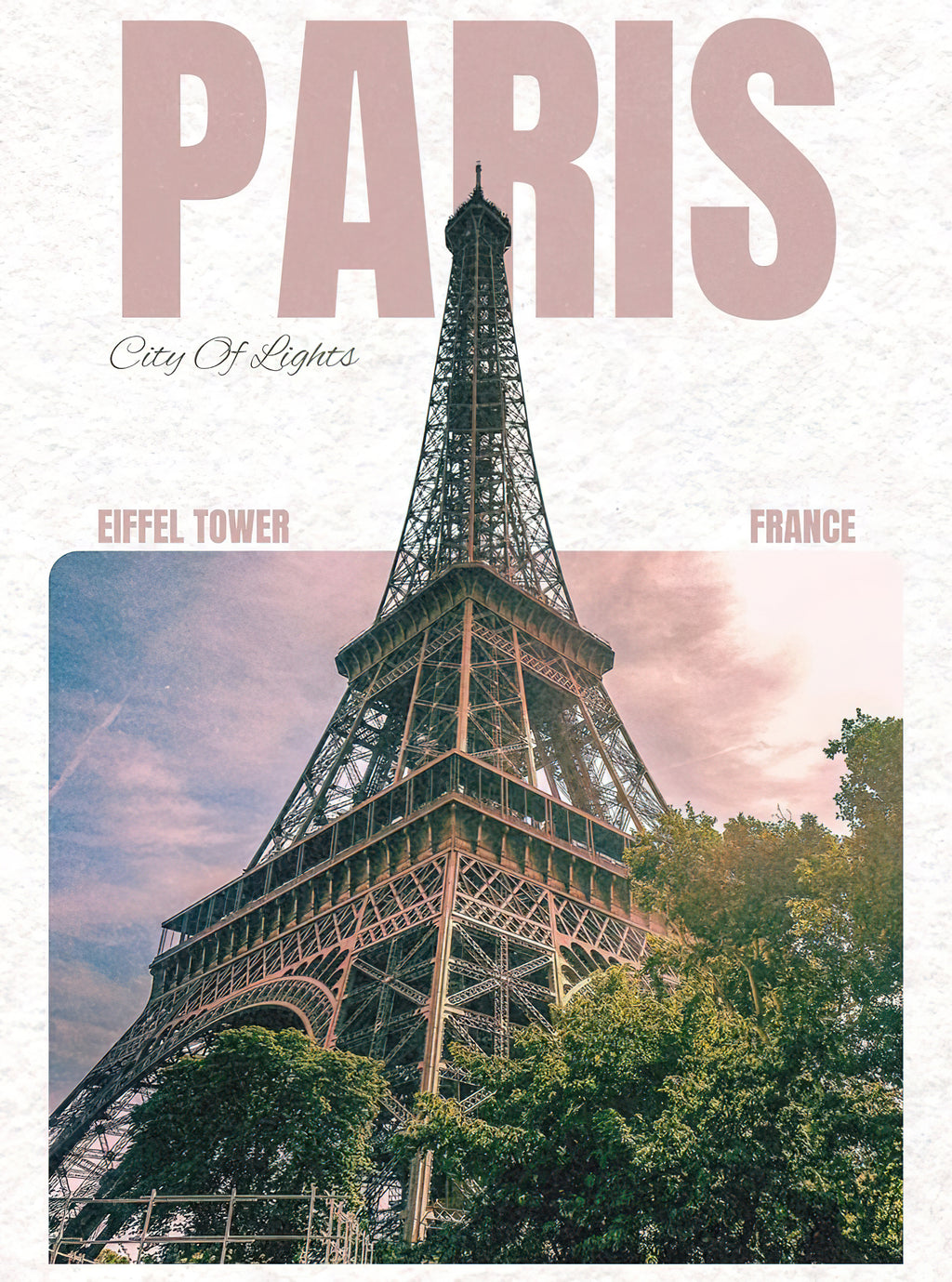 Paris City Of Lights Eiffel Tower Minimalist Editorial Travel Poster
