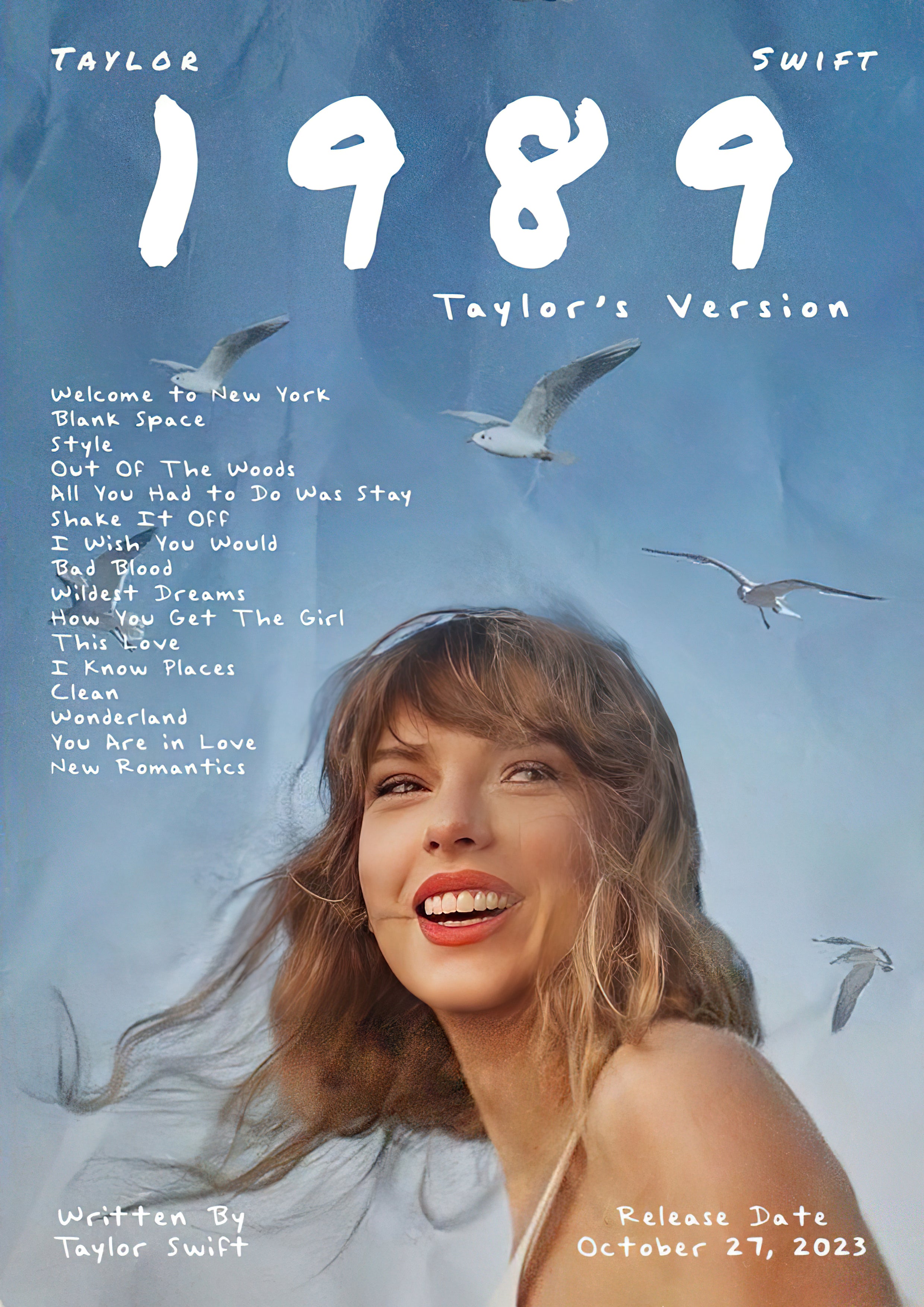 Taylor Swift "1989 (Taylor's Version)" Seagull Sky Tracklist Poster