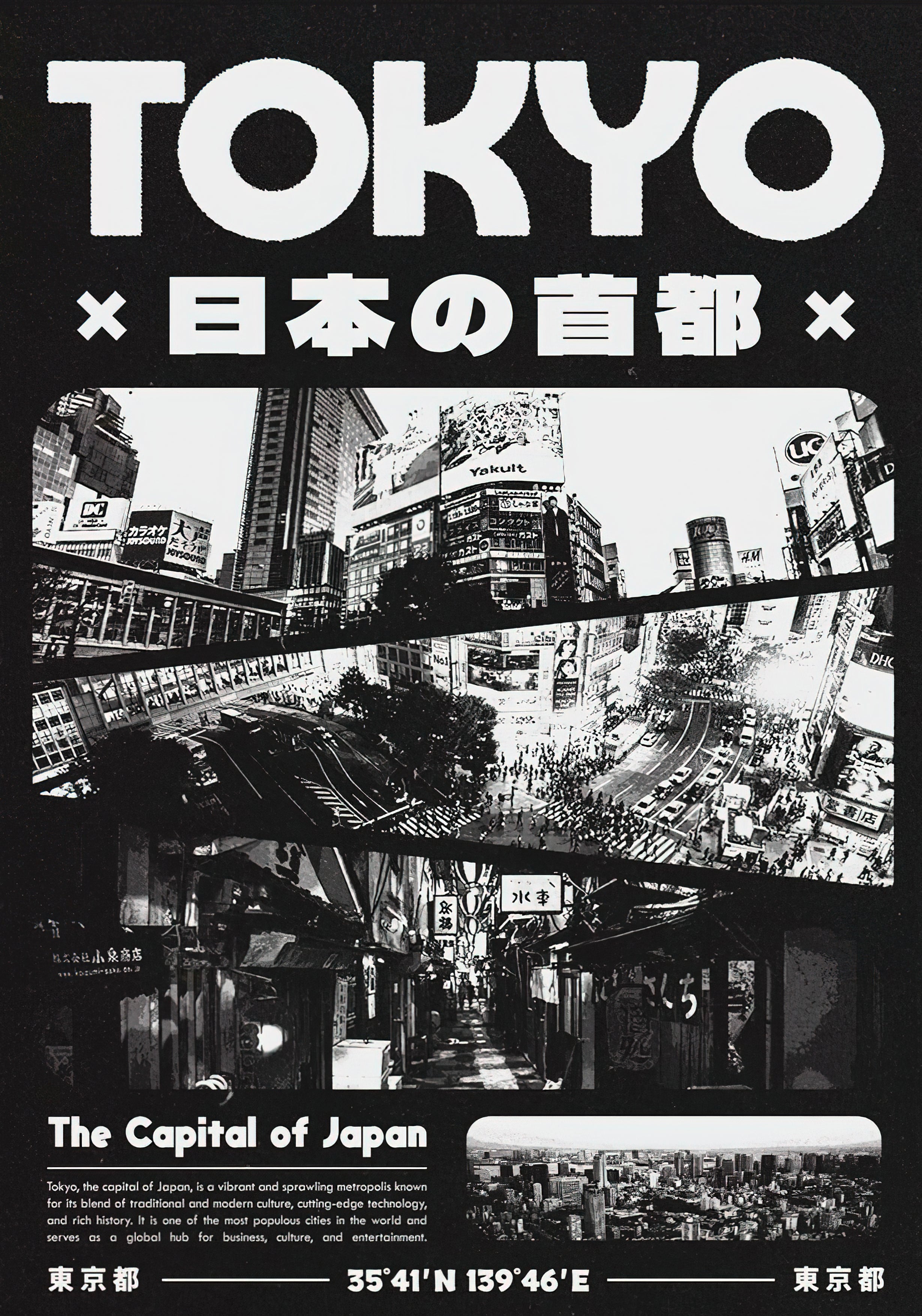 Tokyo Capital of Japan Monochrome Cyberpunk Cityscape Poster