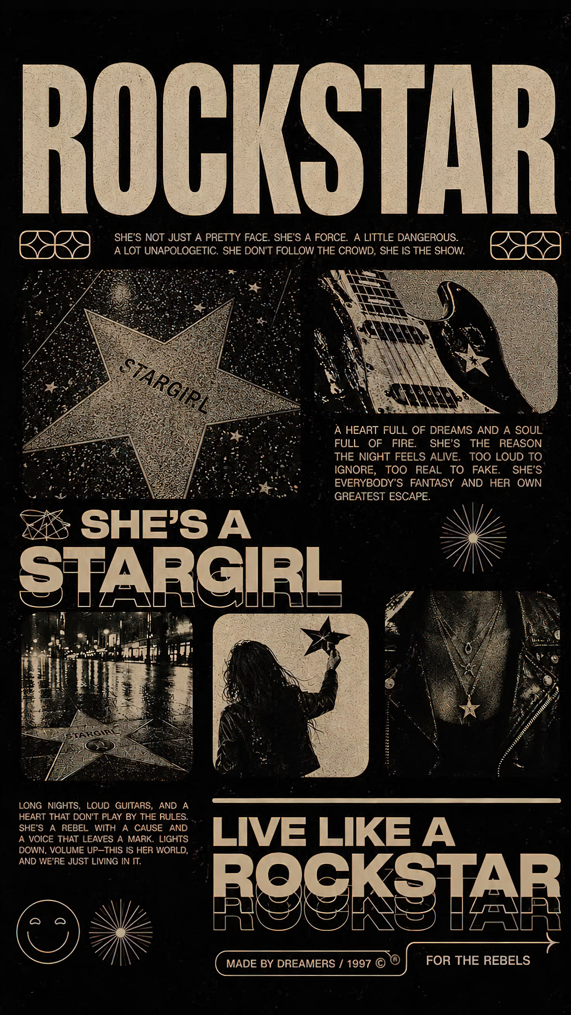 Rockstar Shes A Stargirl Vintage Editorial Graphic Poster