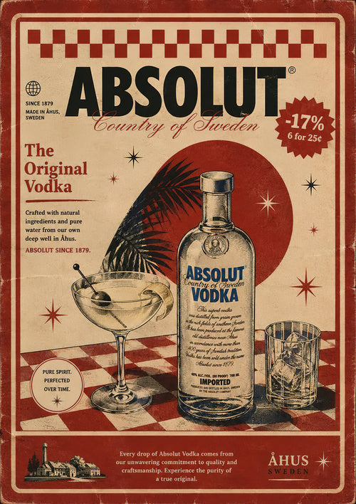 Absolut Country of Sweden Vodka Vintage Mid Century Advertising Poster