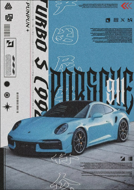 Porsche 911 Turbo S Retro Cyberpunk Editorial Automotive Poster