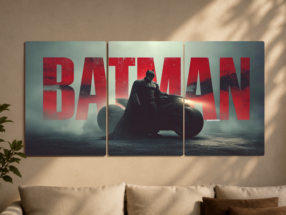 DC "Batman: The Dark Knight's Ride" 3-Panel Split Canvas Wall Art