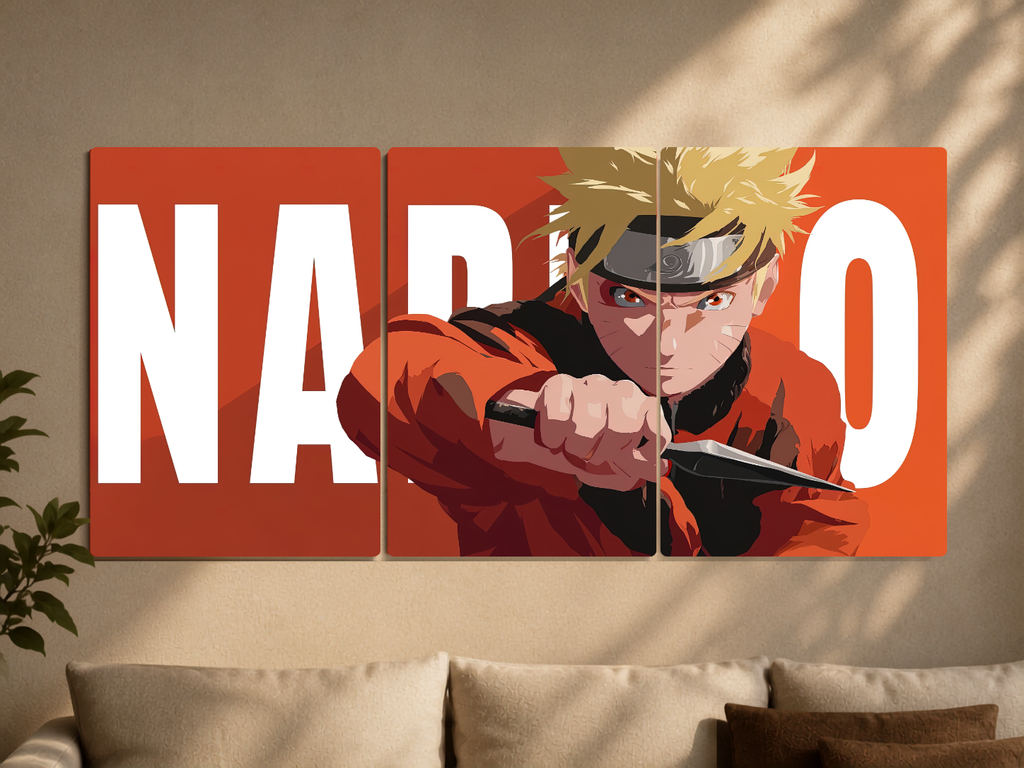 Naruto "Uzumaki: Kunai Strike" 3-Panel Split Canvas Wall Art