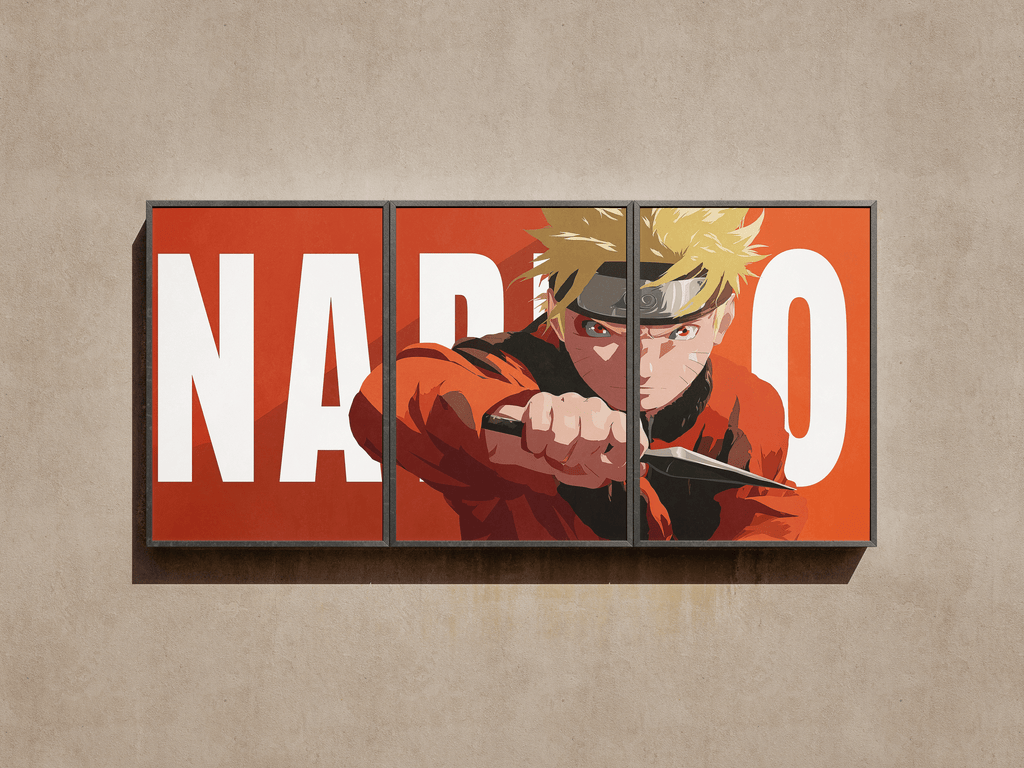 Naruto "Uzumaki: Kunai Strike" 3-Panel Split Canvas Wall Art