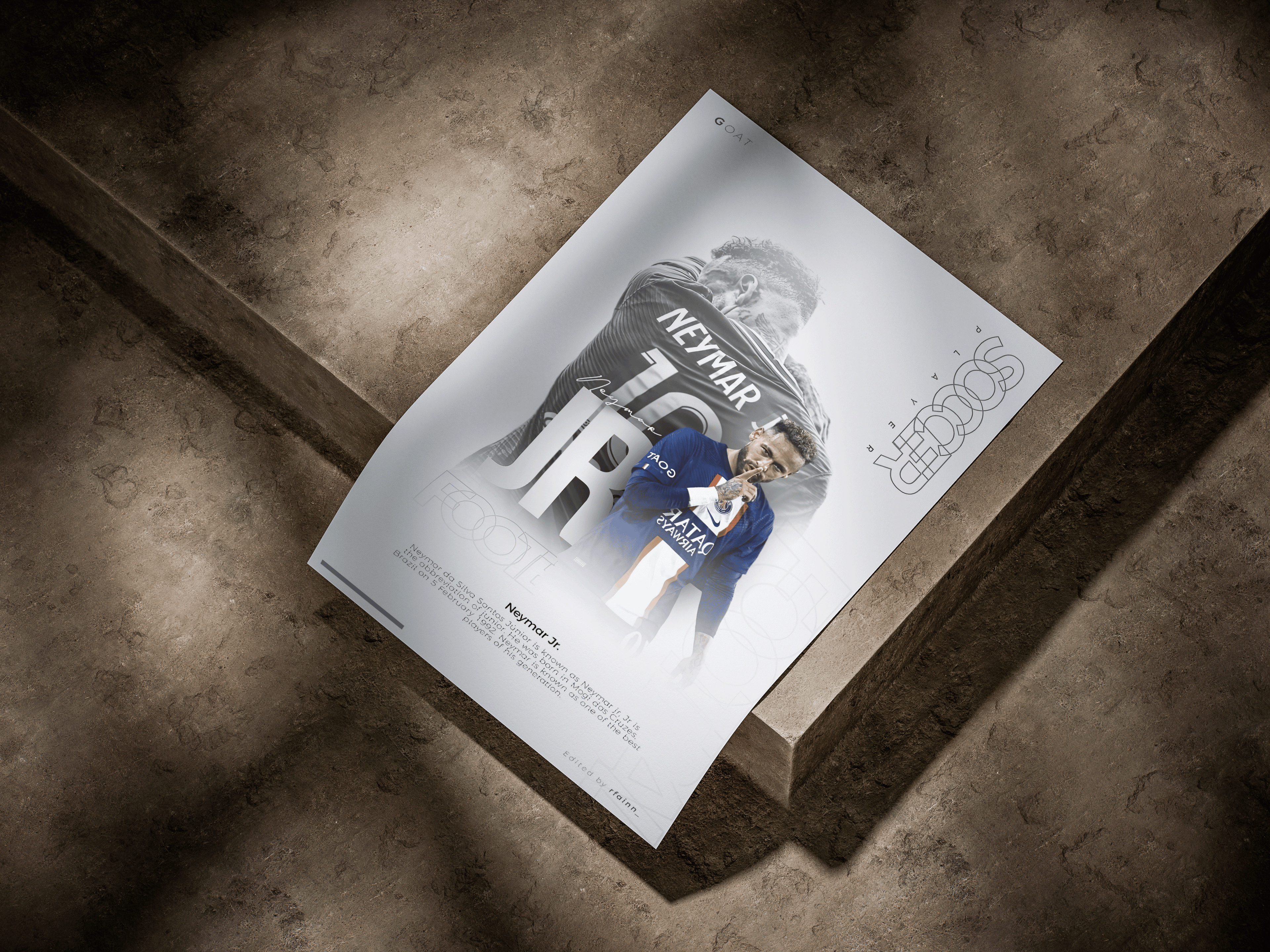 Neymar Jr. Paris Saint-Germain Minimalist Editorial Graphic Poster